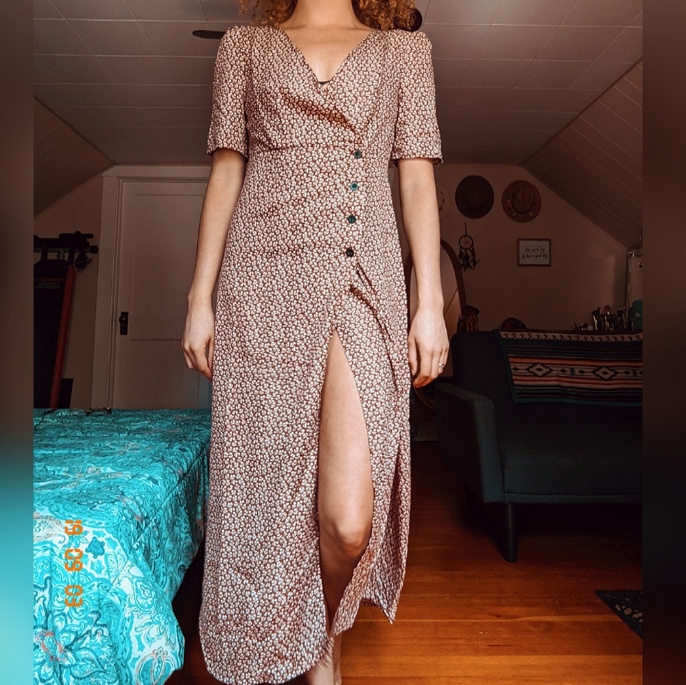 (NWOT) Floral Maxi Wrap Dress